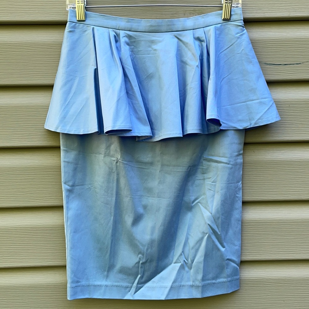 ASOS Baby Blue Ruffle Waist Pencil Skirt
